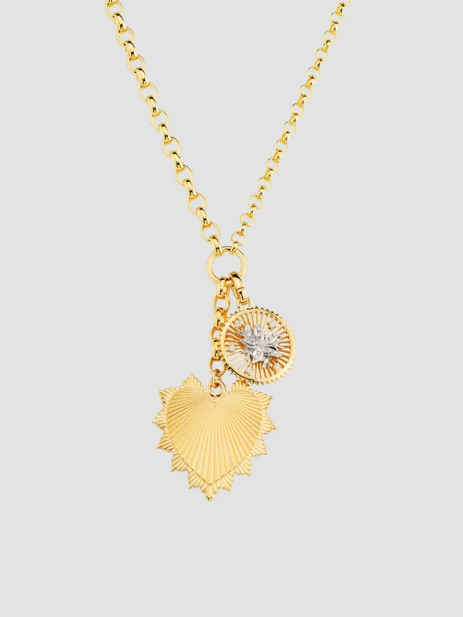 True Love 18K Yellow Gold & 0.14 TCW Diamond Double Pendant Necklace
