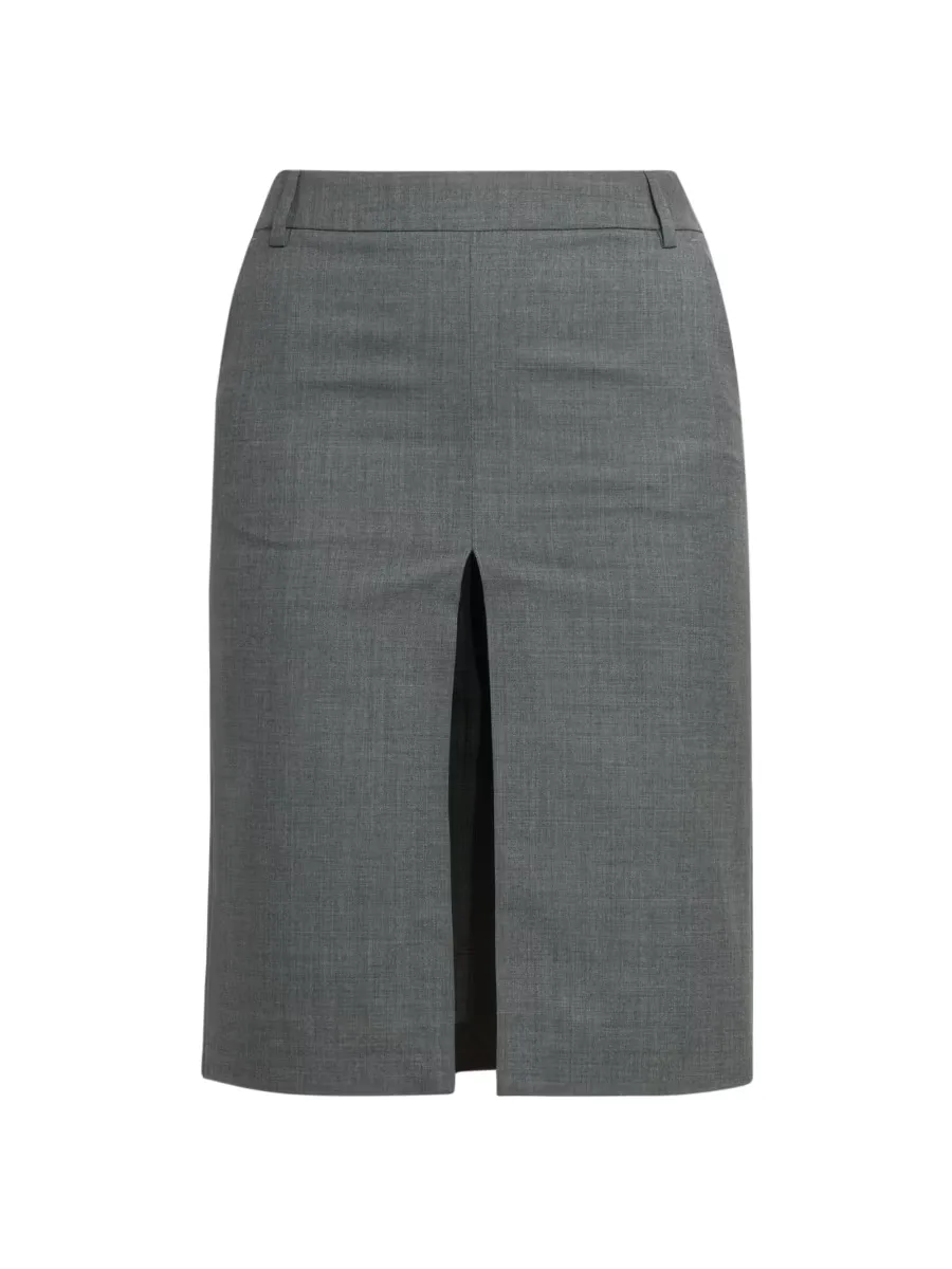 Slit Wool Pencil Skirt by Armarium