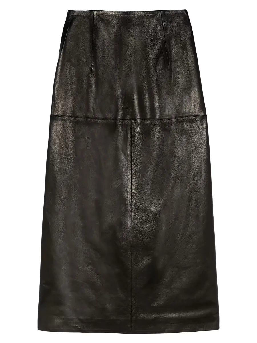 Maha Leather Midi-Skirt by Liberowe