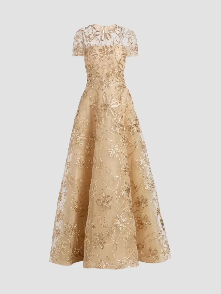 Glitter Embroidered Ball Gown