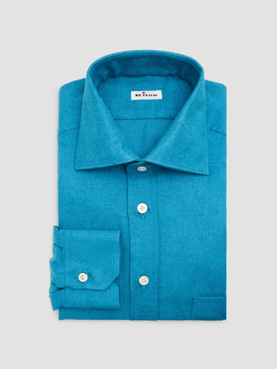 Cotton Flannel Classic-Fit Dress Shirt by Kiton
