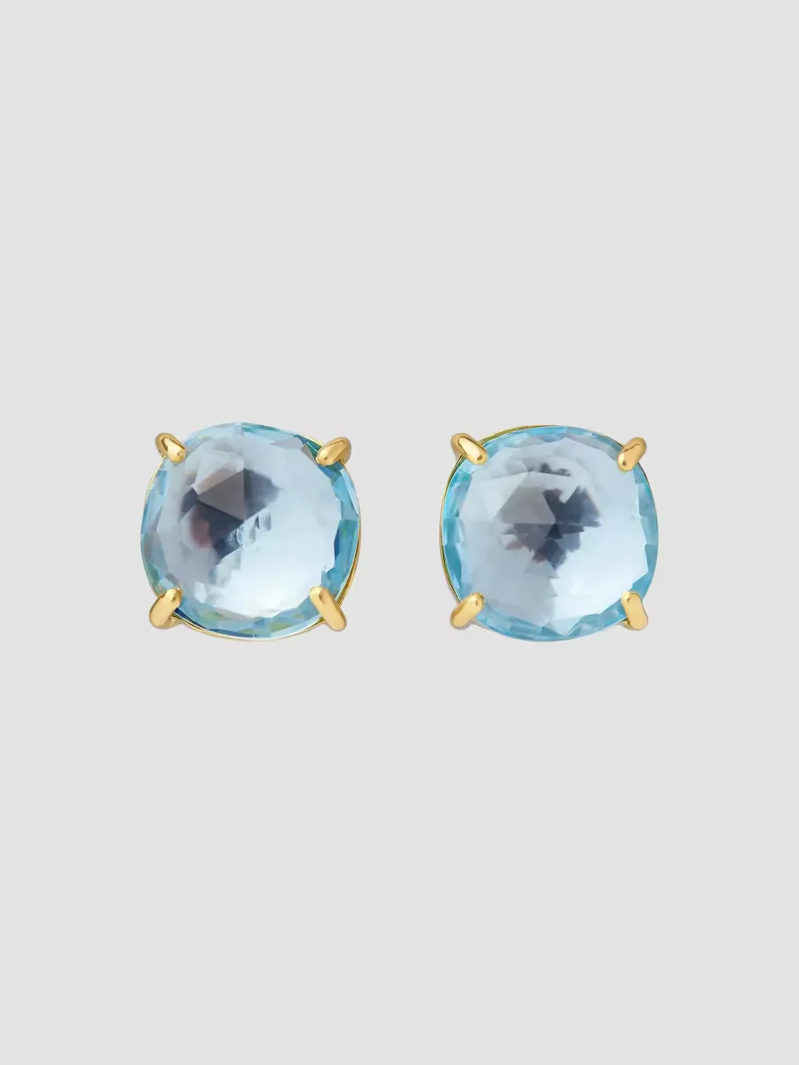 18K Yellow Gold Jaipur Color Blue Topaz Stud Earrings by Marco Bicego