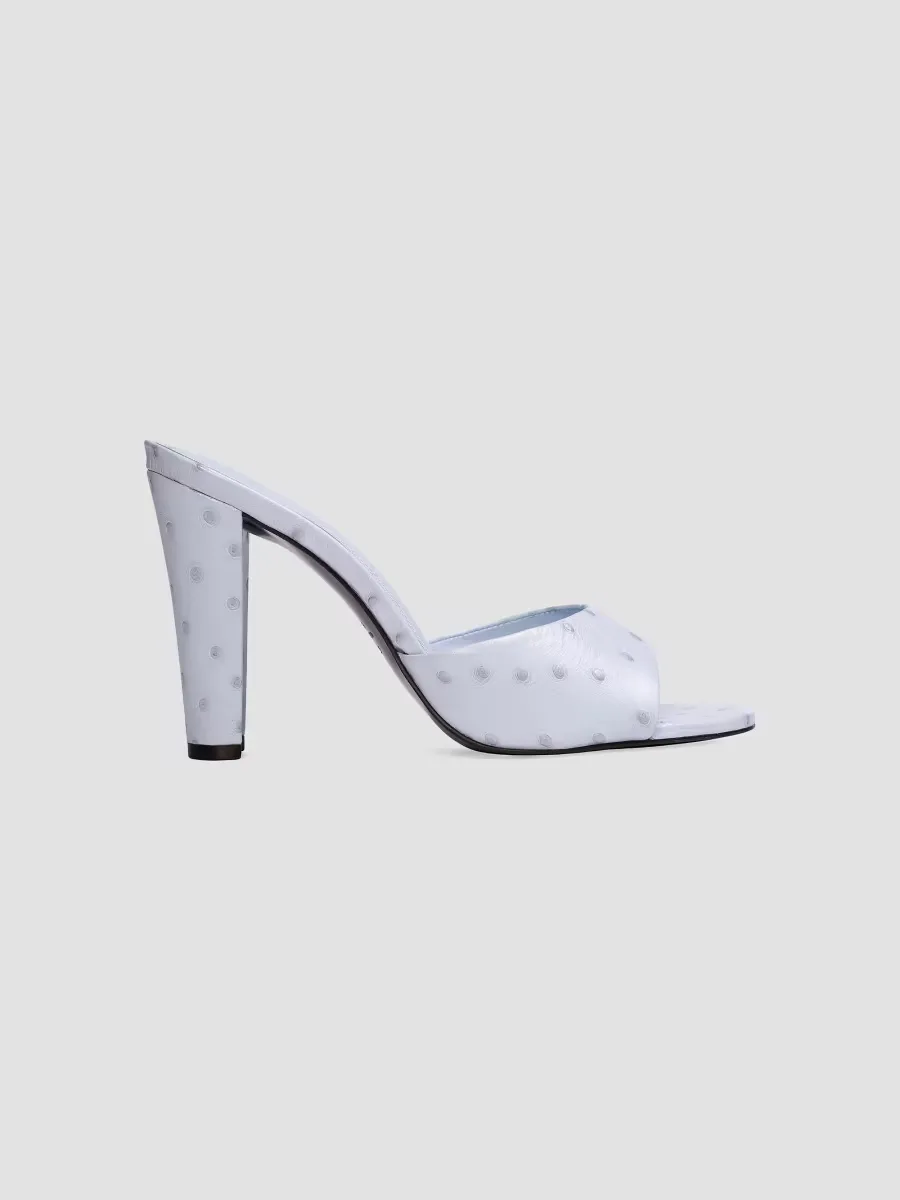 Lila 95MM Ostrich Mules by Black Suede Studio