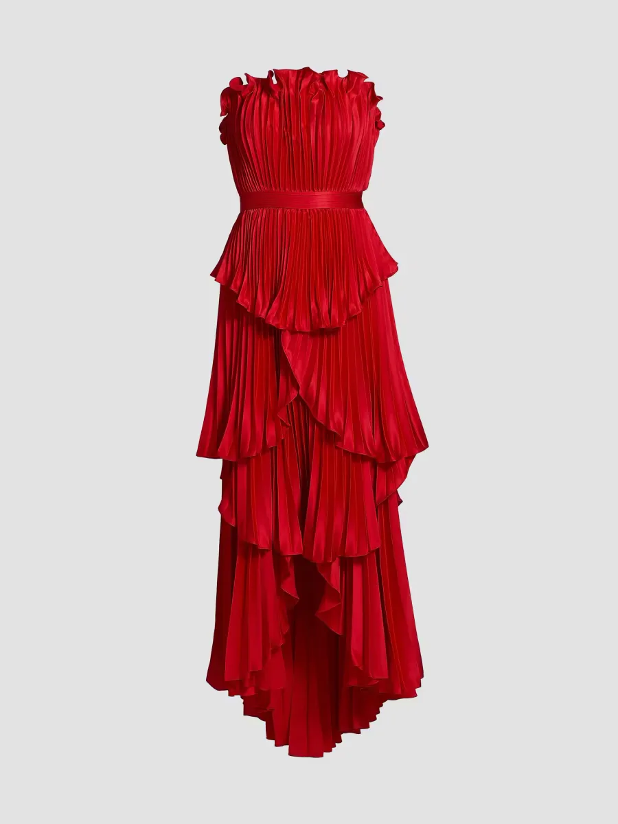 Janey Tiered Shell High-Low Gown by Amur