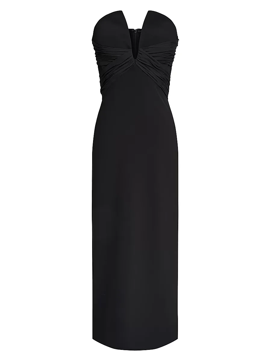 Marguerite Crepe Strapless Midi-Dress by Halston