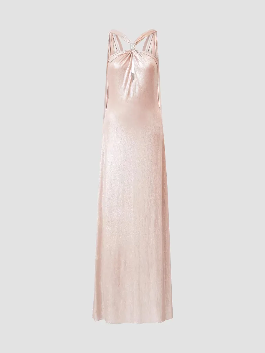 Sofie Metallic Jersey Halterneck Gown by Halston
