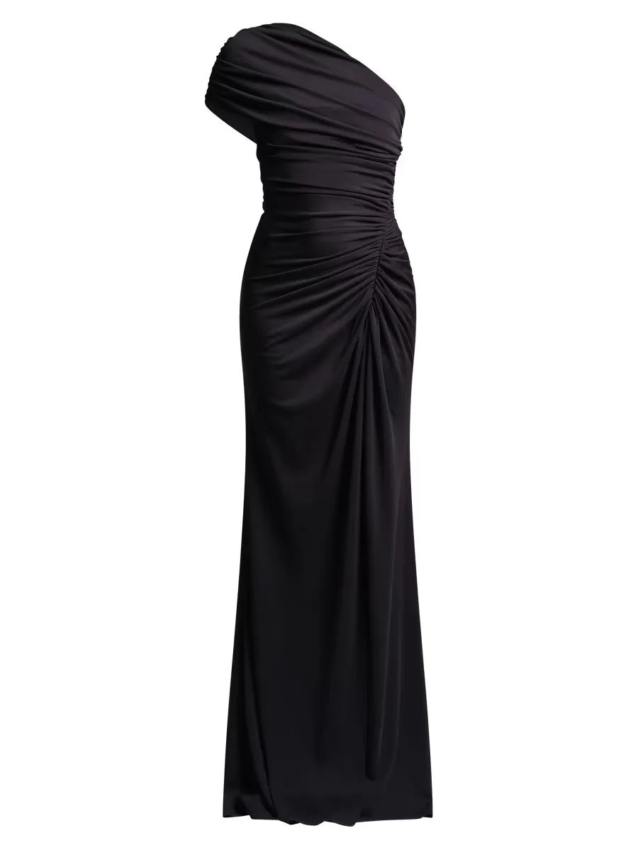 Solina Ruched One-Shoulder Gown by BCBGMAXAZRIA