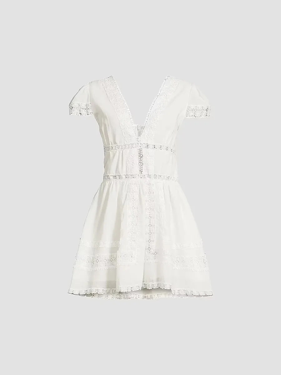 Piper Lace-Trimmed Cotton Minidress