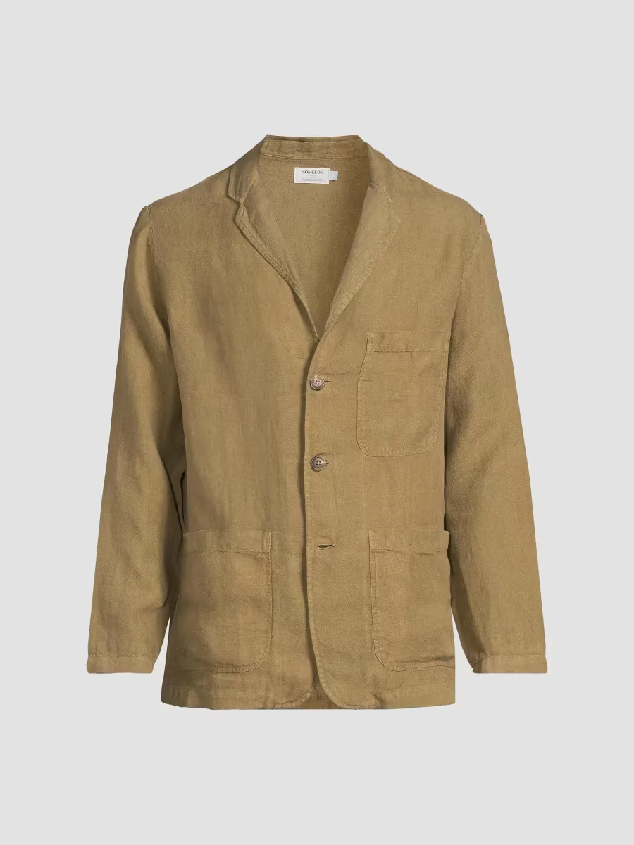 Linen Three-Button Blazer by Corridor