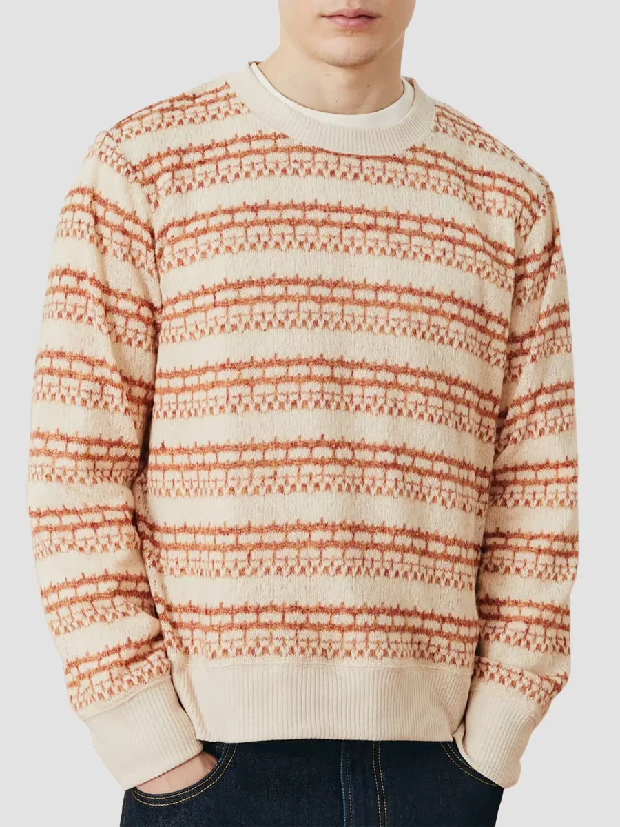 Striped Pointelle-Knit Crewneck Sweater by Corridor