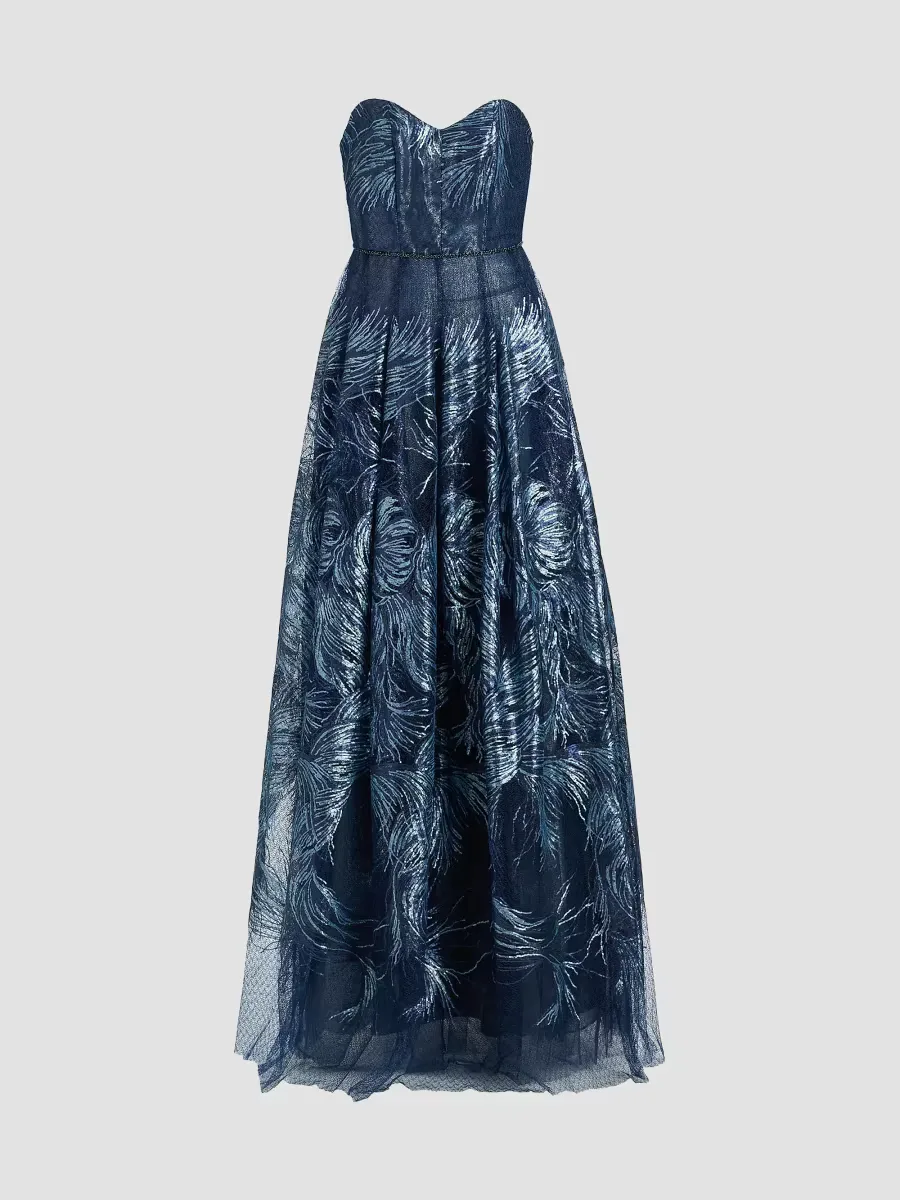 Sequin-Embellished Tulle Ball Gown by Rene Ruiz Collection