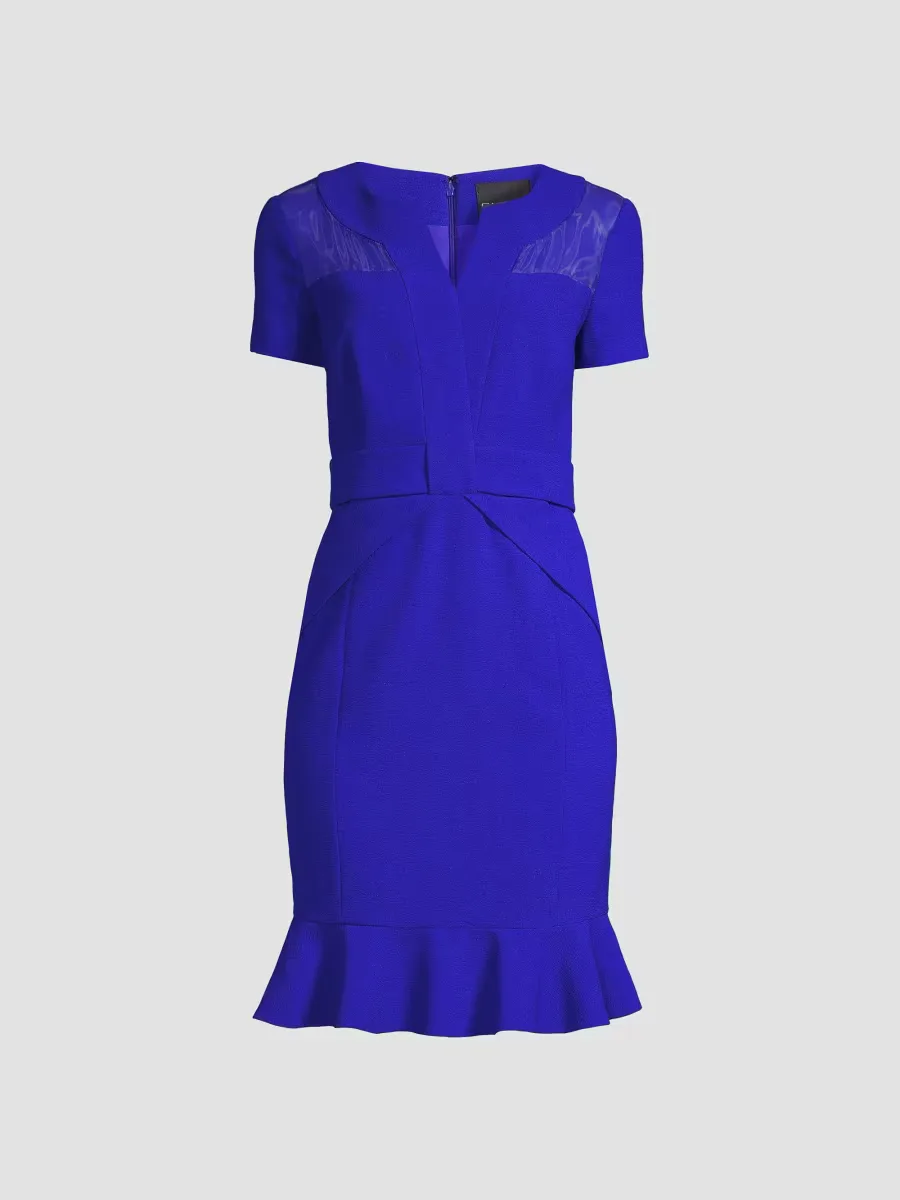 Flounce Crepe & Silk Sheath Dress by Shani