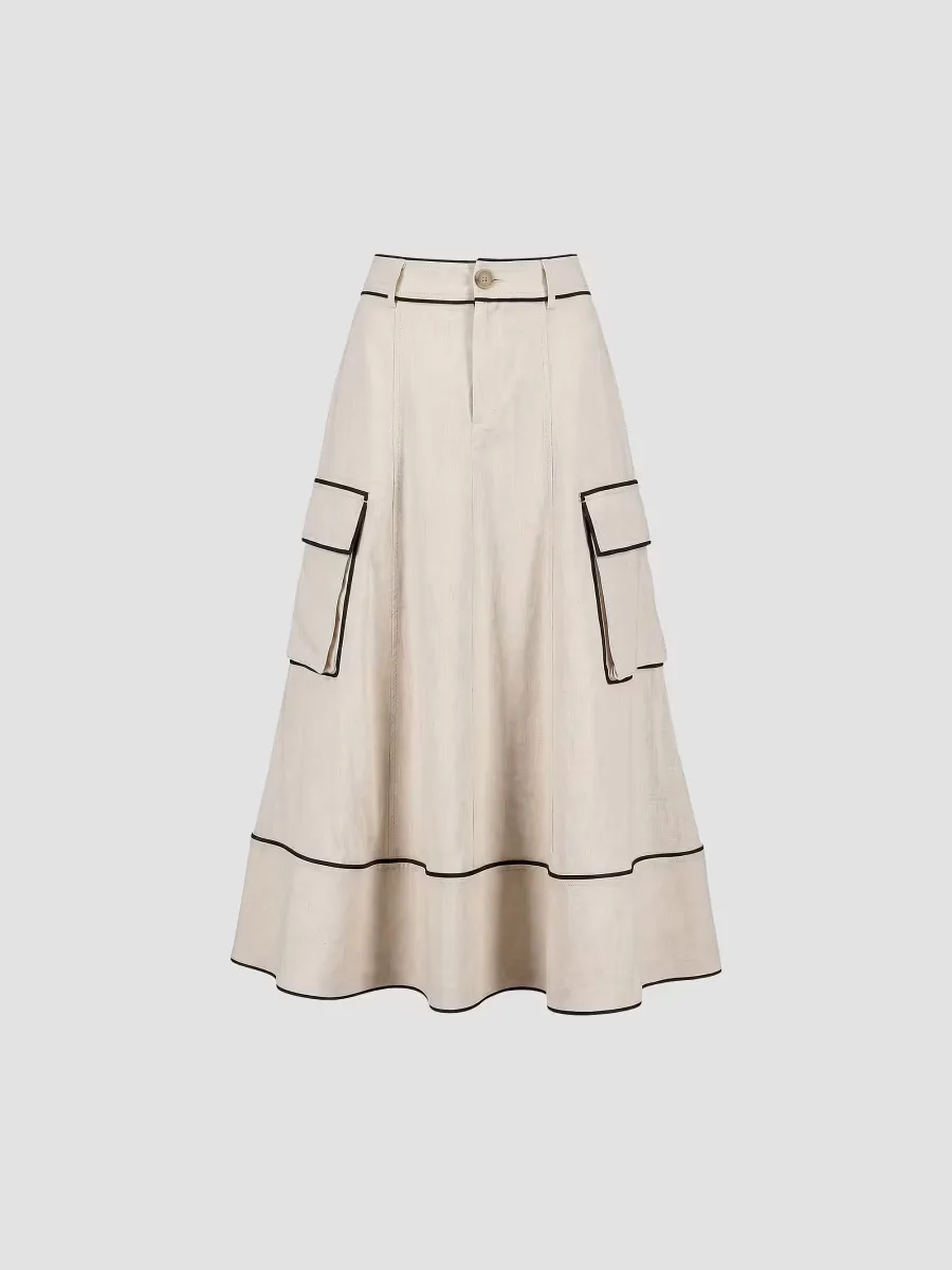 Shiloh High-Waist Cargo Midi Skirt