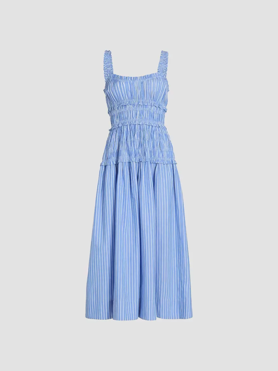 Marianne Striped Cotton Midi-Dress by DEN