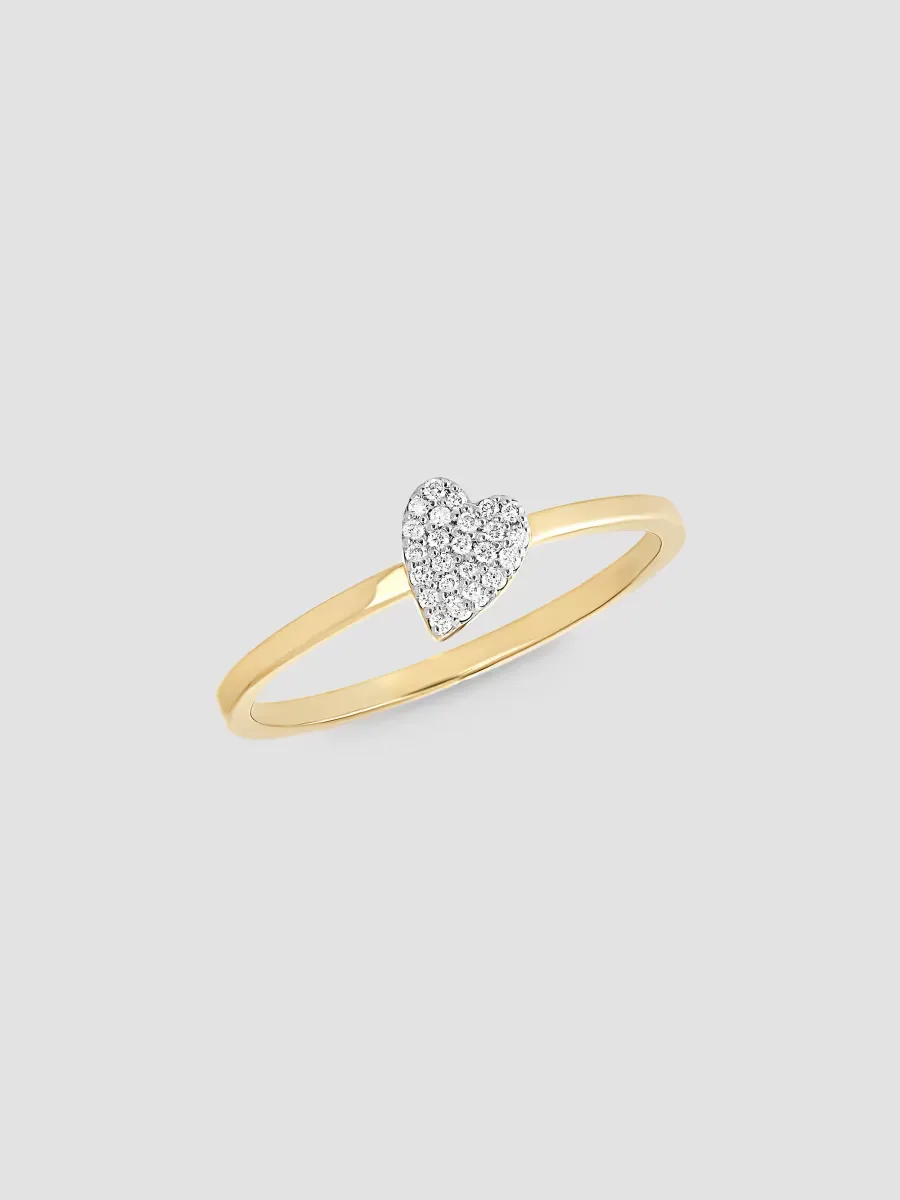 14K Yellow Gold & 0.07 TCW Diamond Stackable Heart Ring by Lana