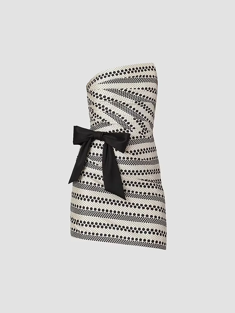Shelley Geometric-Pattern Bow Strapless Mini Dress by Shoshanna