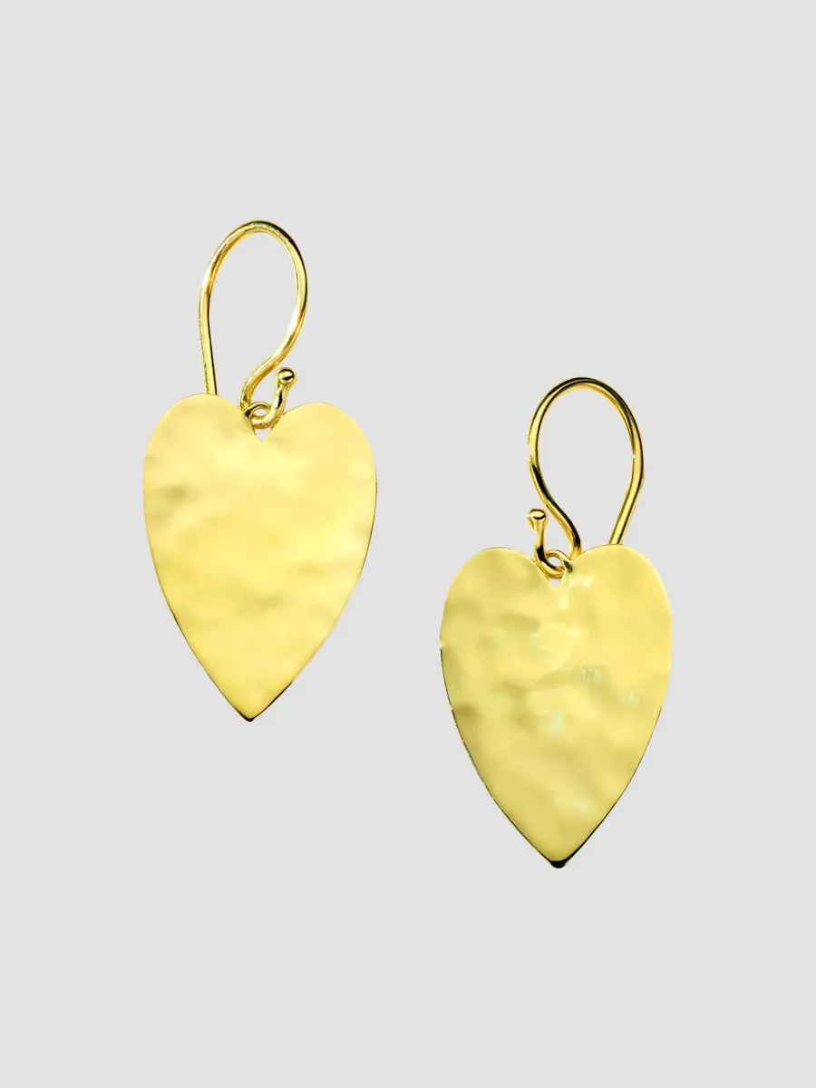 Classico Crinkle Heart 18K Yellow Gold Earrings by Ippolita