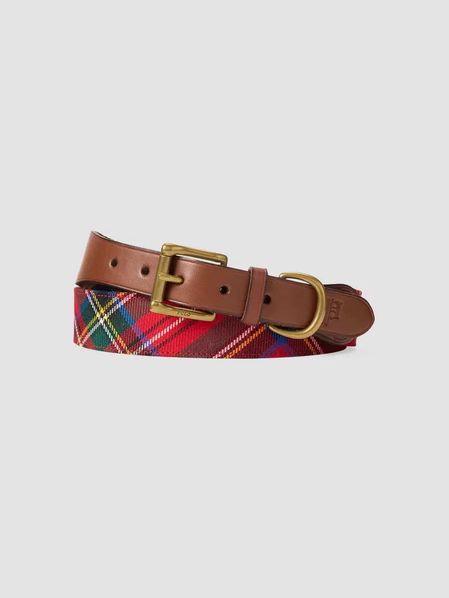 Leather-Trim Tartan Wool Belt by Polo Ralph Lauren