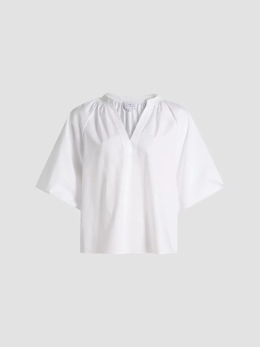 Marine Cotton Balloon-Sleeve Top by Tanya Taylor