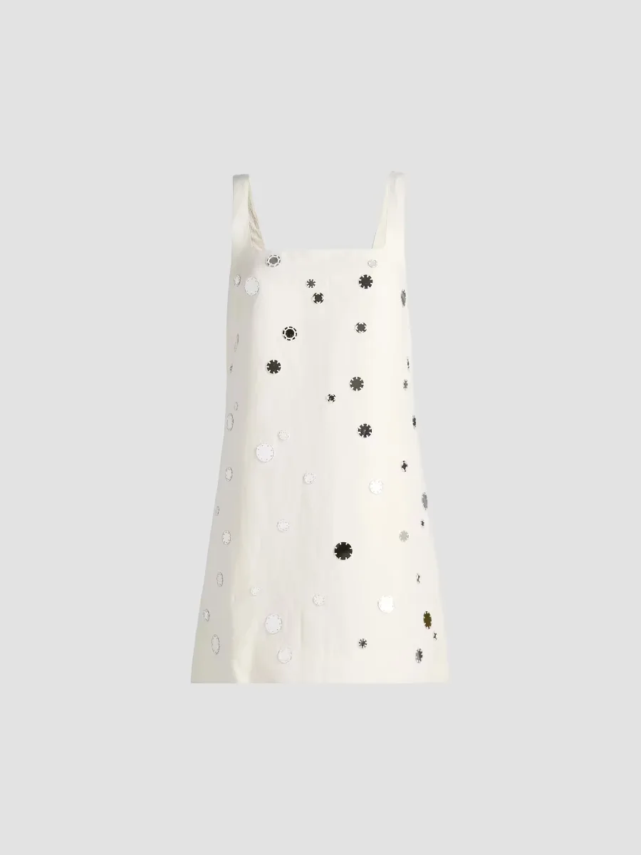 Barton Mirror Embellished Linen-Blend Minidress