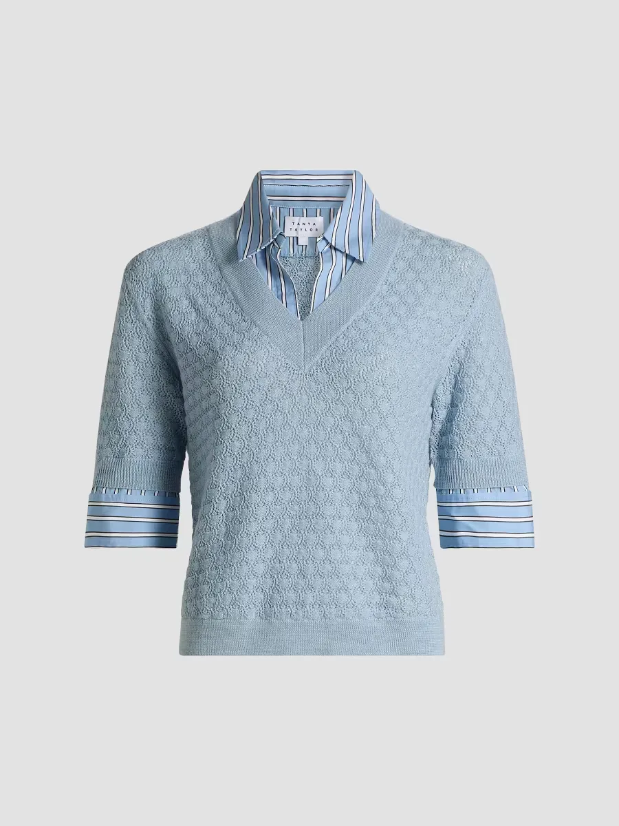 Esme Layered Pointelle Knit Top by Tanya Taylor