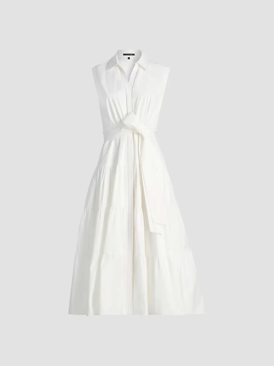 Bea Cotton-Poplin Tiered Self-Belt Midi-Dress