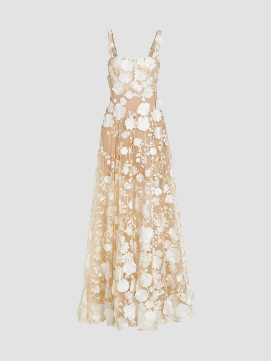 Jasmine Embroidered Floral Gown by Bronx Banco