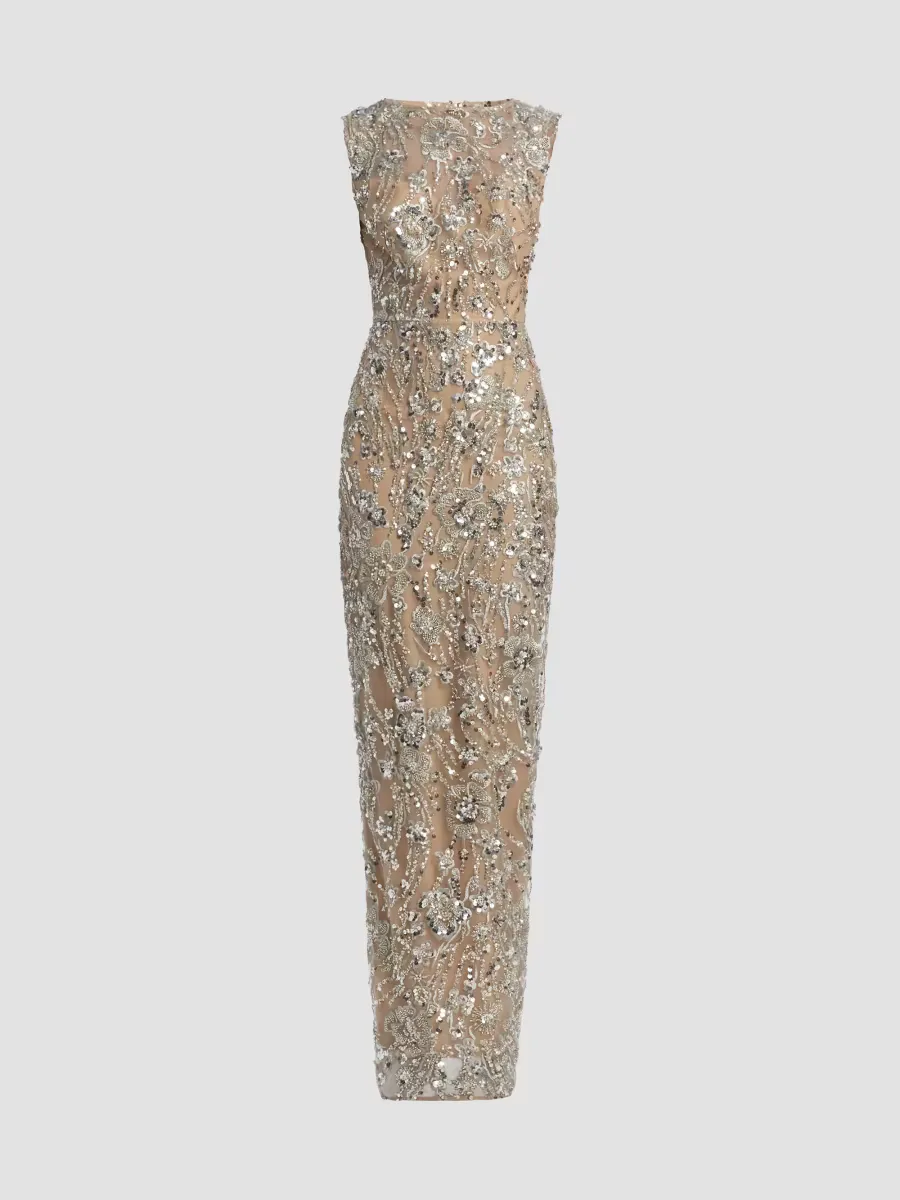 Violet Floral Sequin Gown by Bronx Banco