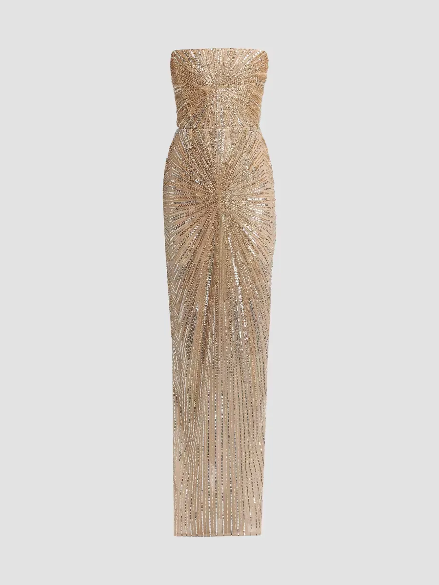 Dahlia Crystal-Embellished Strapless Maxi Dress
