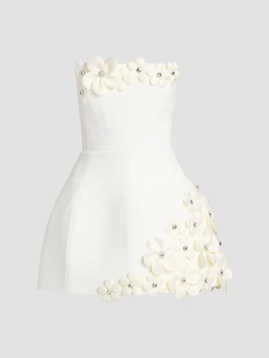 Estelle 3D Floral Strapless Minidress