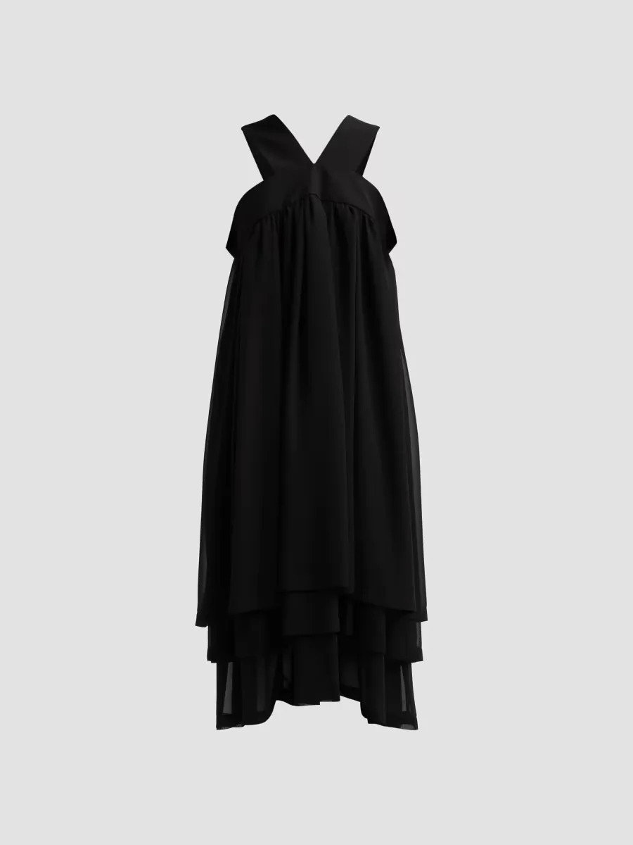 Georgette V-Neck Midi Dress