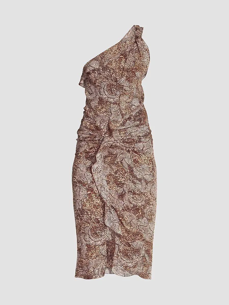 Charlota Floral One-Shoulder Knee-Length Dress by Isabel Marant
