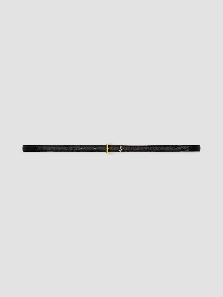 Cassandre Extra Thin Belt in Crocodile-Embossed Leather by Saint Laurent