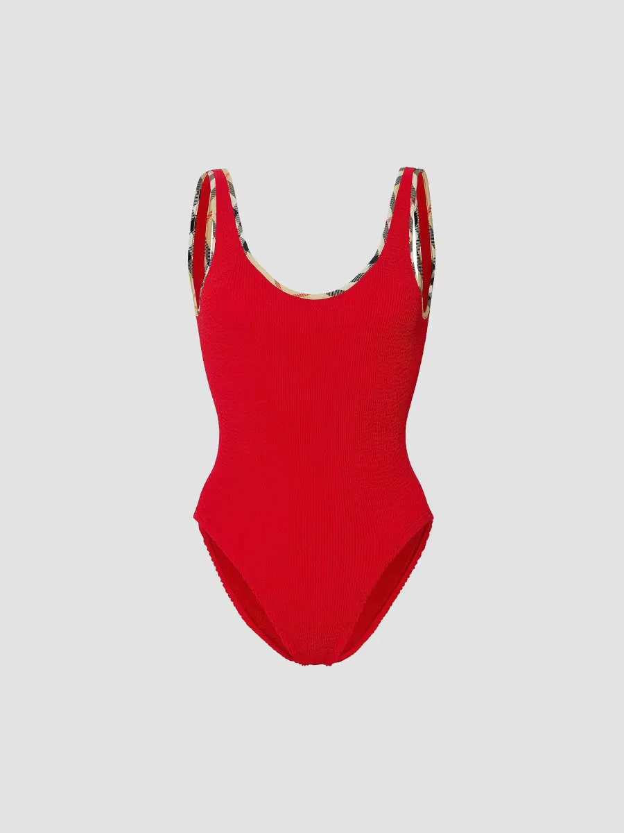 Burberry x Hunza G Faye Check One-Piece Swimsuit by Burberry