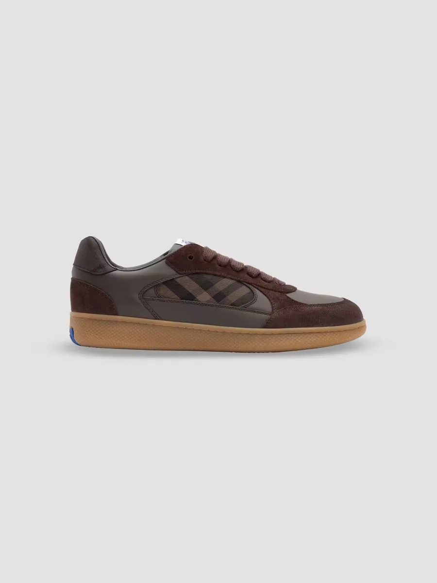 Terrace Check Leather & Suede Low-Top Sneakers by Burberry