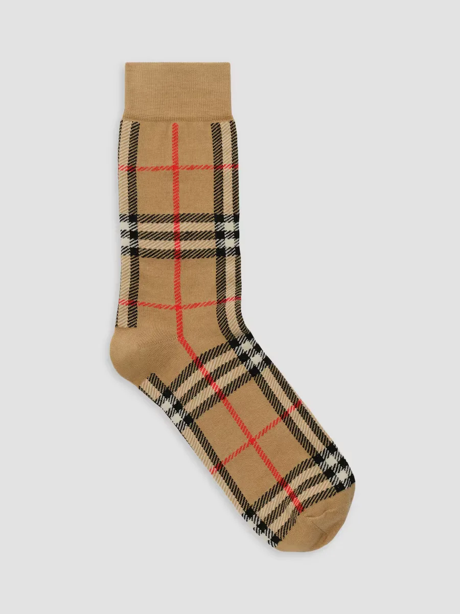Check Cotton-Nylon-Blend Socks by Burberry