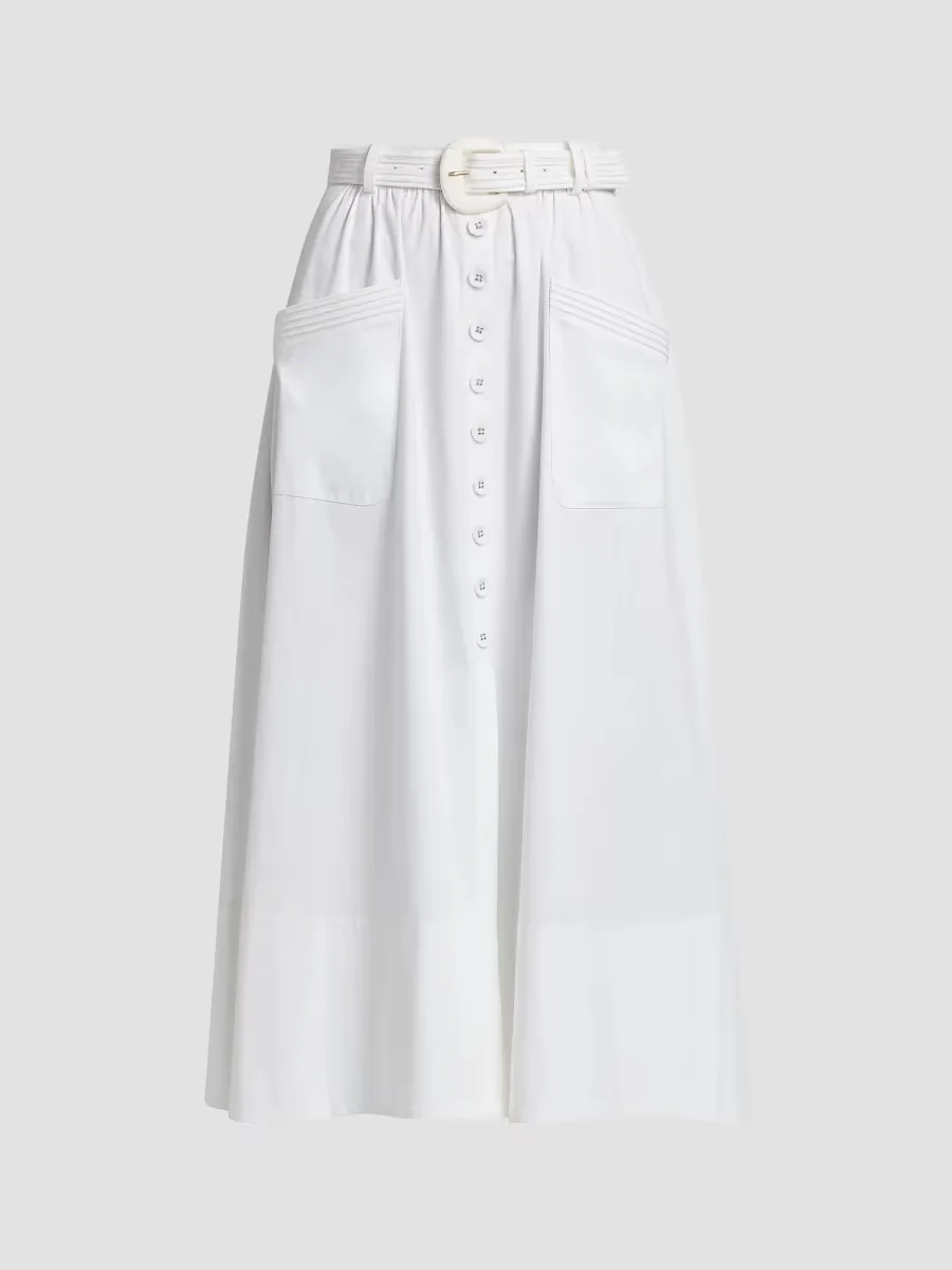 Kirat Stretch-Cotton Poplin Midi-Skirt by Saloni
