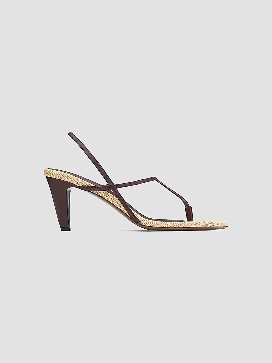 Arneb 65MM Leather & Raffia Slingback Sandals