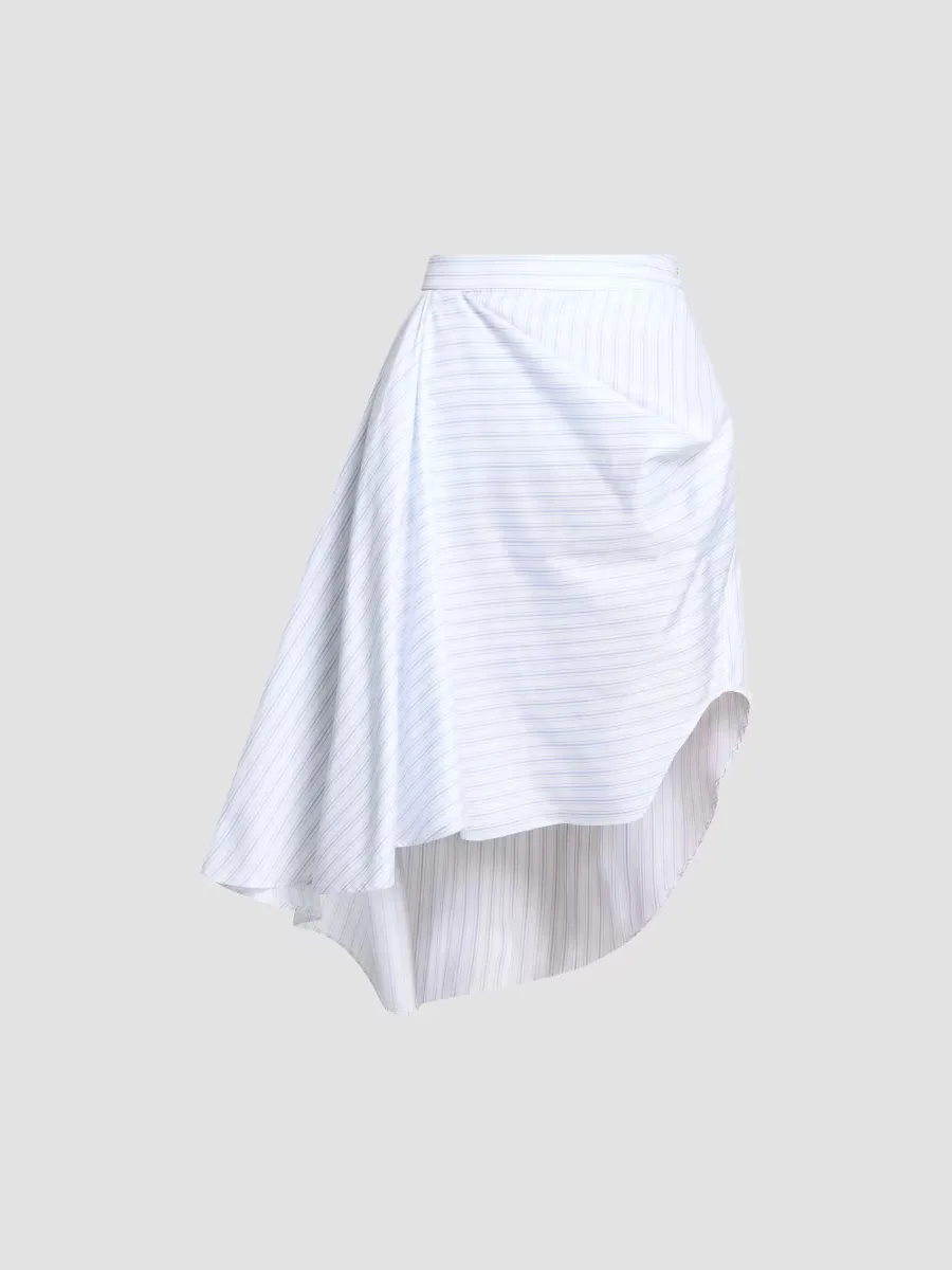 Asymmetric Draped Striped Cotton Midi-Skirt by JW Anderson