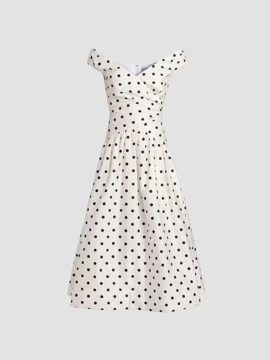 Polka Dot Cotton Midi-Dress by Self Portrait