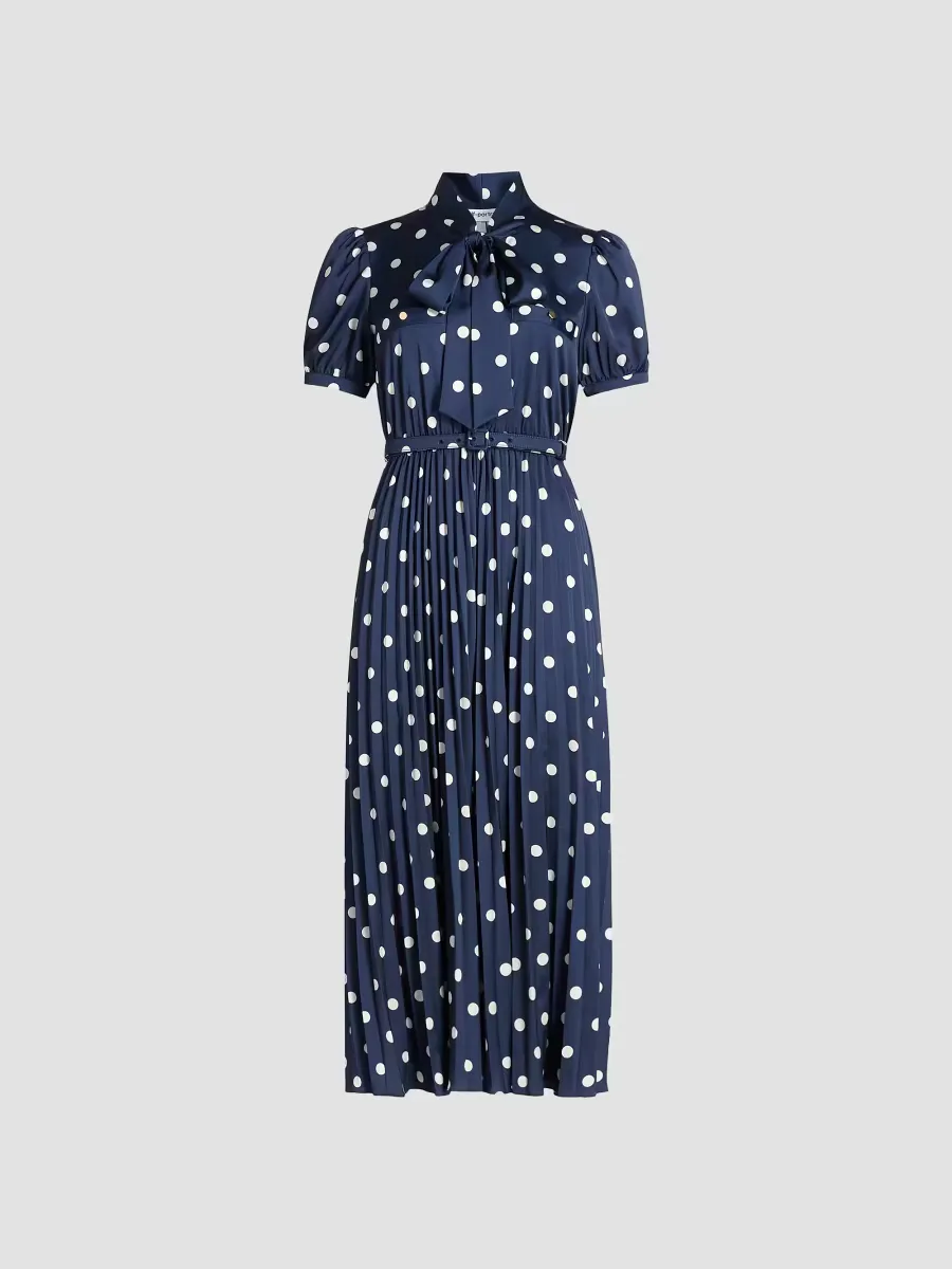 Polka Dot Satin Midi-Shirtdress by Self Portrait