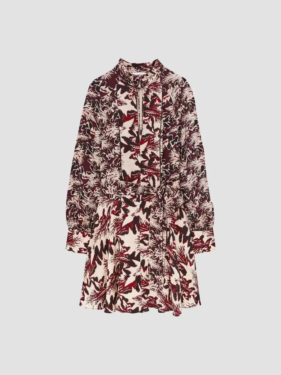 Lora Printed Tieneck Minidress by Reiss