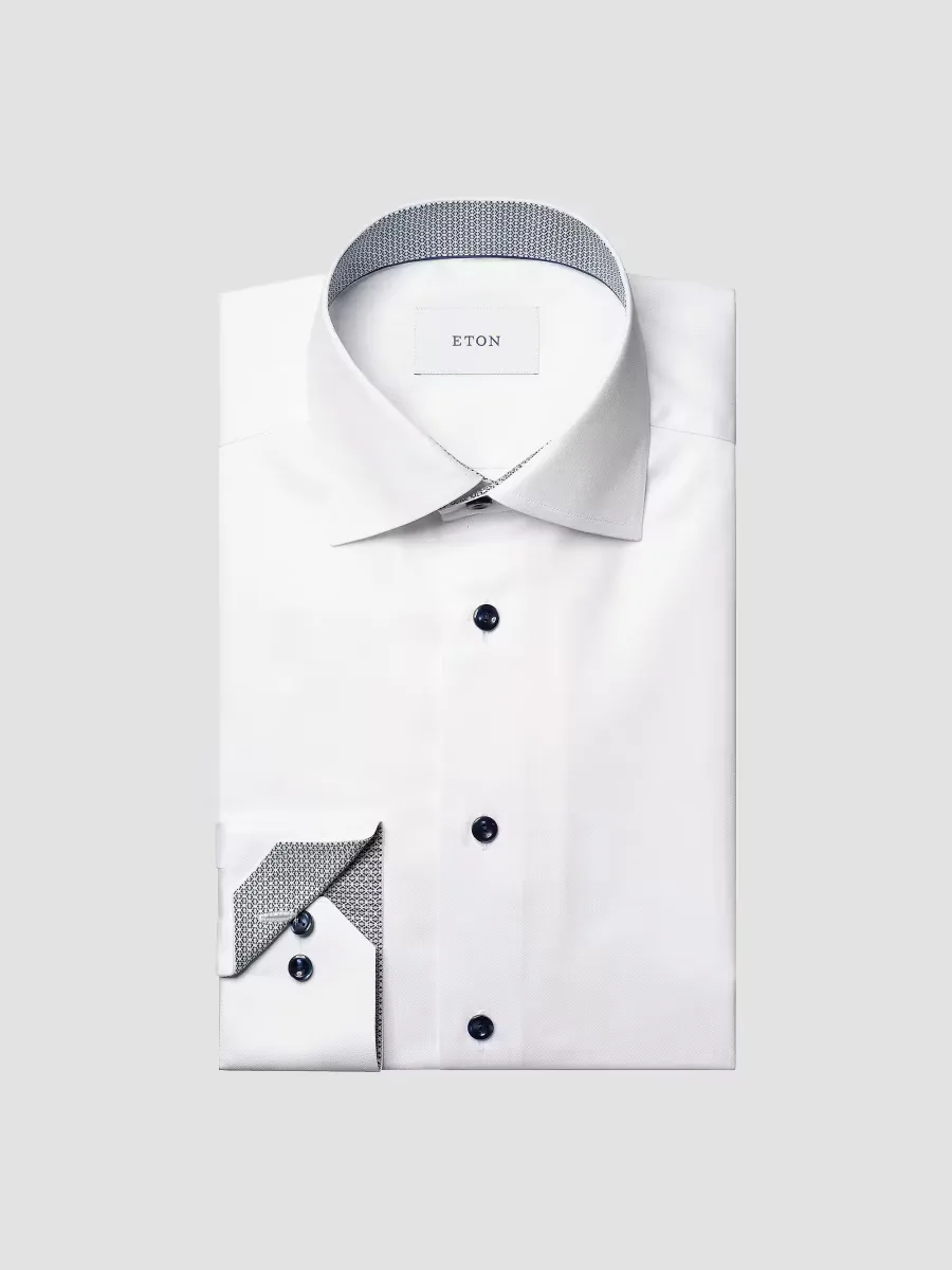 Contrast-Lined Cotton Contemporary-Fit Shirt by Eton