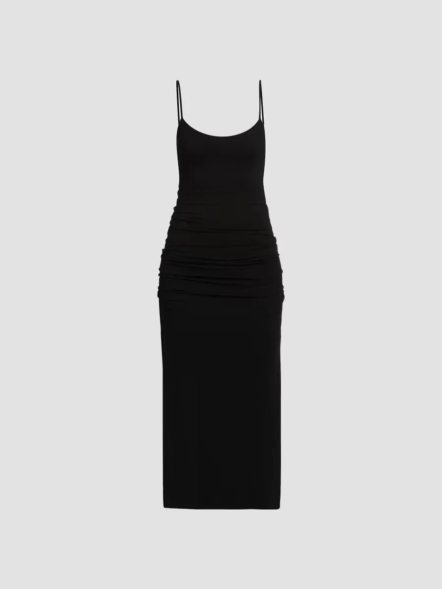 Draped Jersey Slip Midi Dress