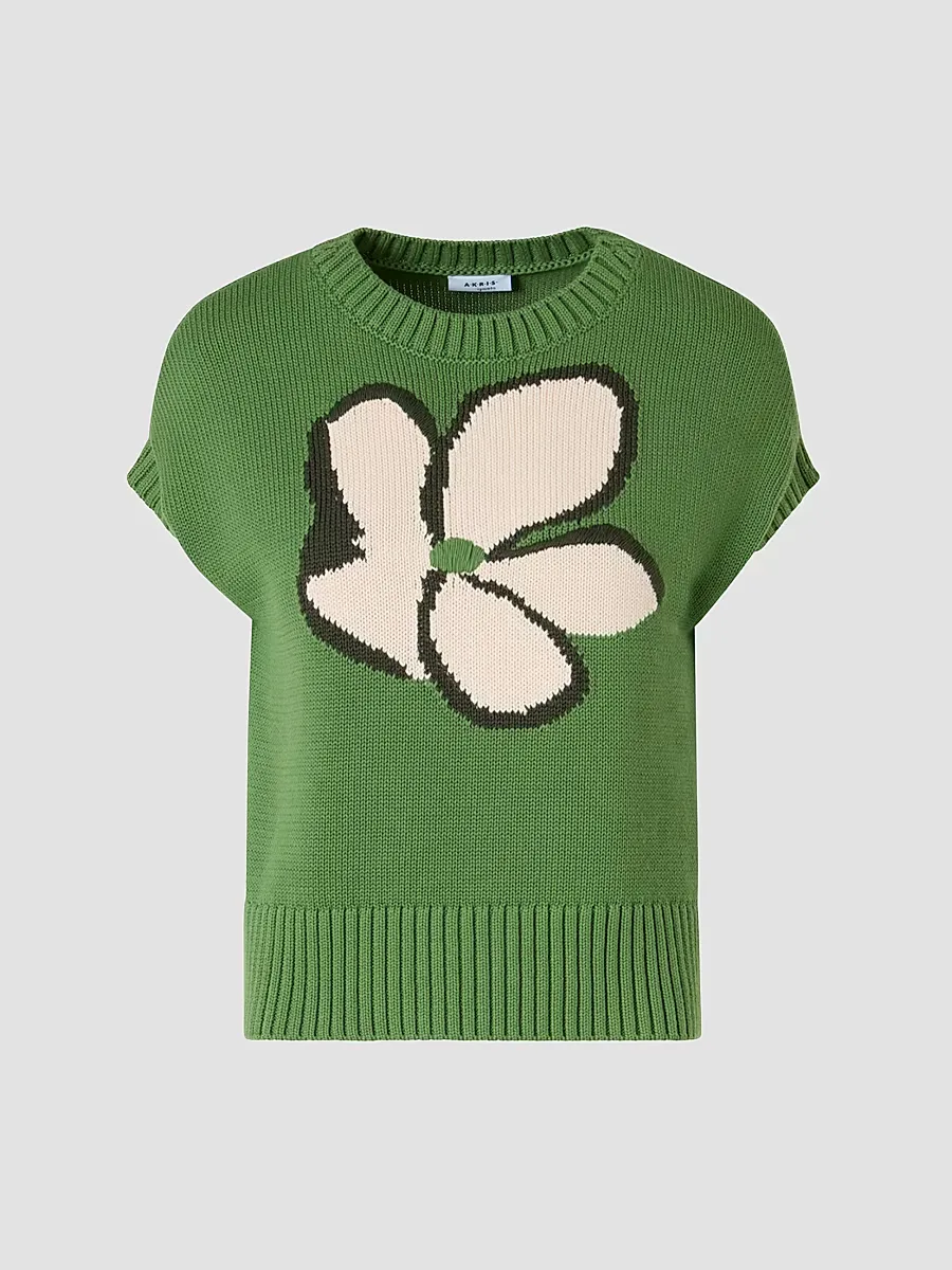 Papercut Flower Cotton Sweater by Akris Punto