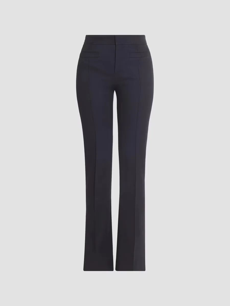 Seasona Stretch-Cotton Straight-Leg Slit Pants