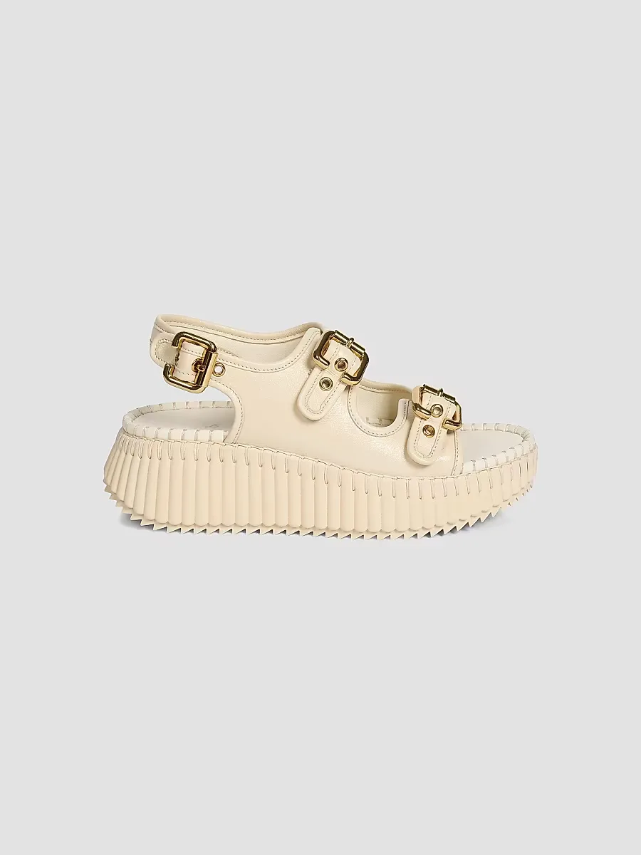 Nama 50MM Suede Flatform Sandals by Chloé
