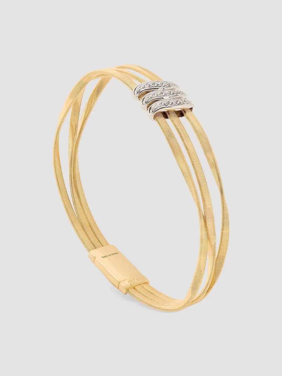 Marrakech 18K White and Yellow Gold 3-Row Bracelet with Diamonds