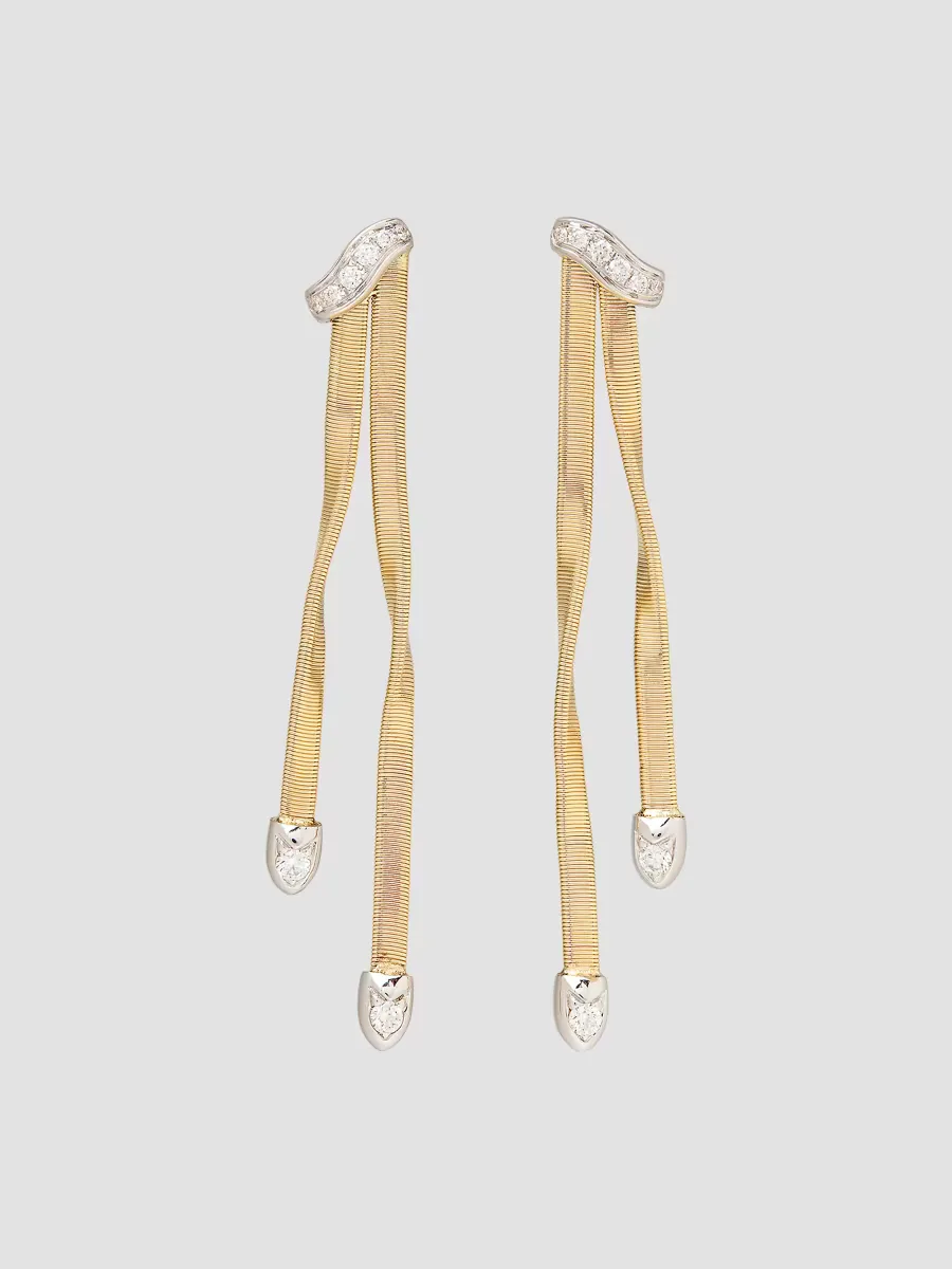 Marrakech 18K White and Yellow Gold 2-Strand Earrings with Diamonds