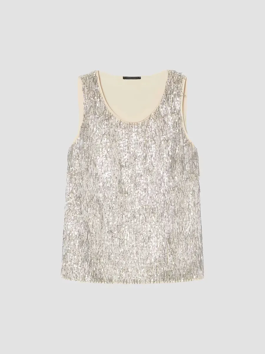 Embroidered Tulle Top